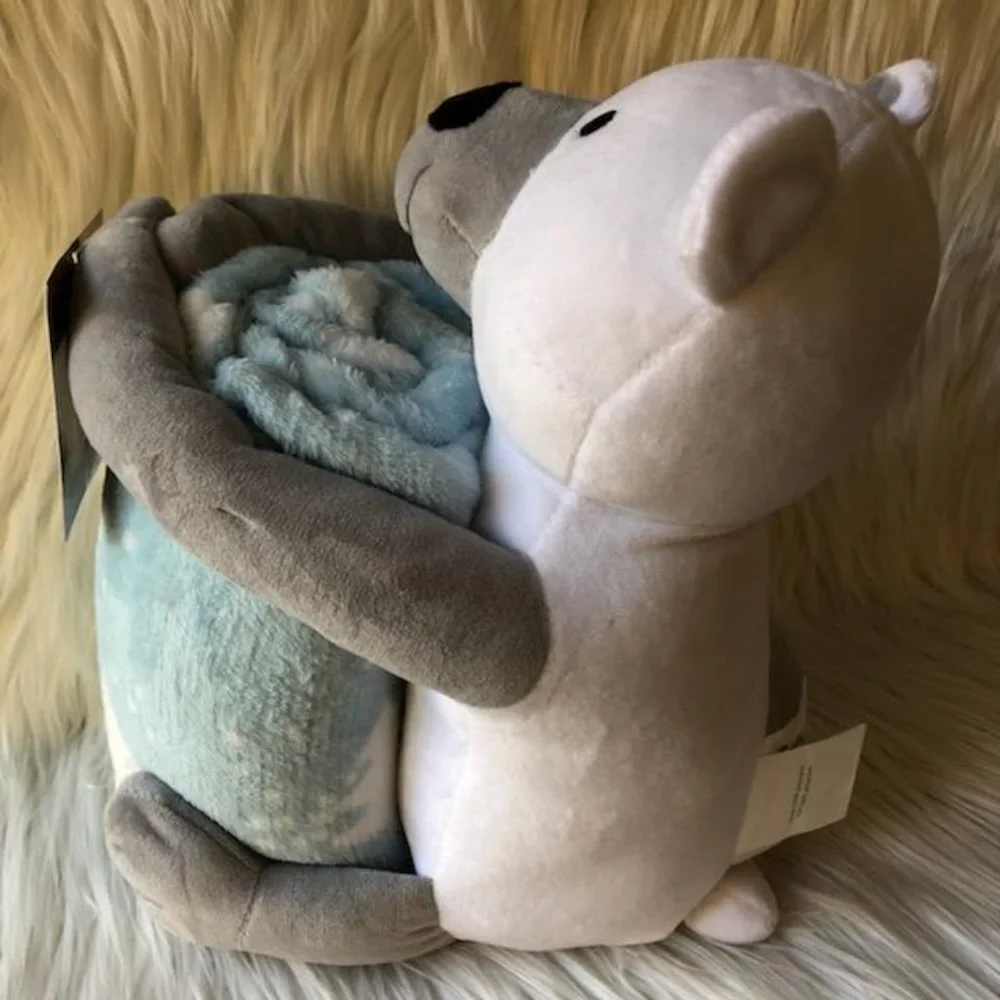 Polar Bear Stuffed Animal & Blanket Set